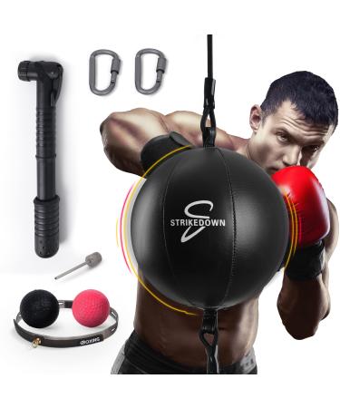 Double End Bag Boxing Striking Bag for Training - Heavy Duty Double Ended Bag Set Includes Boxing Reflex Ball Headband and Pump- Portable Punching Speed Ball for Boxing and MMA Training