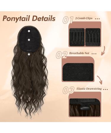 Shop Feshfen 45cm Ponytail Hair Extensions - Wavy Clip-In Braid for Women | Black Brown Synthetic Hair - Buy Online on GoSupps.com
