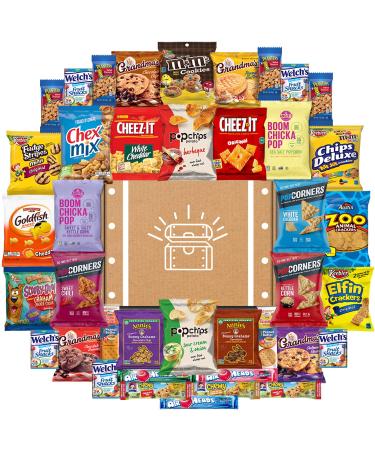 Snack Chest Gift Assortment Sampler (40 Count) Includes Mixed Chips and Snacks for Office Military College Meetings Schools Friends & Family