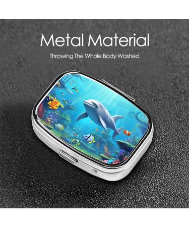 Ocean Animals Printed Square Pill Box | Portable Travel Medicine Organizer | International Shipping Available - Buy Online on GoSupps.com