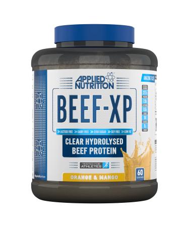 Applied Nutrition Beef XP - Clear Hydrolysed Beef Protein Isolate Fruit Juice Style Dairy Free Beef Protein Powder Lactose Free Zero Sugar Low Fat 1.8kg - 60 Servings (Orange & Mango)