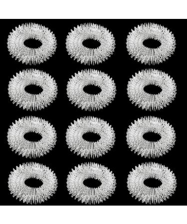 12 pieces acupressure ring finger massage rings anti -stress finger massage ring massage rings skills for fingers finger massage ring for stress reduction (silver)