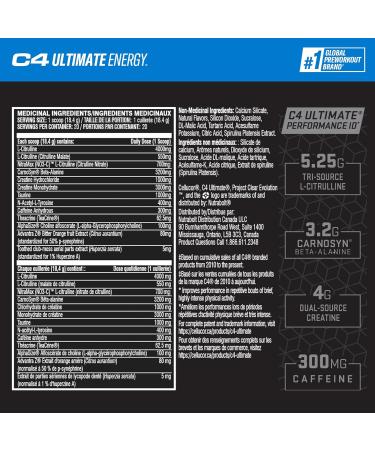 C4 Ultimate Pre-workout Powder Natural Preworkout Supplement Drink for Workout Energy - Icy Blue Razz 20 Servings Icy Blue Razz 20 Servings (Pack of 1) - Buy Online on GoSupps.com