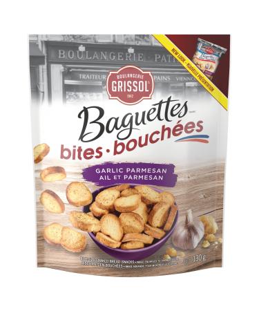 Boulangerie Grissol Baguette Bites Crispy Garlic Parmesan - Light and Crispy Perfects as a Stand-Alone Snack or With Your Favourite Dips 130g