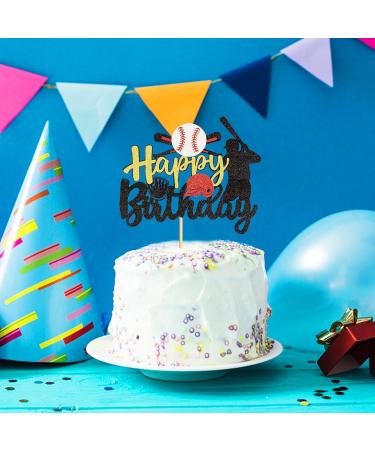 Ercadio 1 Pack Happy Birthday Baseball Cake Topper Glitter Sport Baseball Player Cake Pick for Baseball Theme Baby Shower Boys Birthday Party Cake Decorations Supplies Black-1 - Buy Online on GoSupps.com