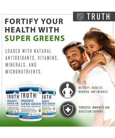 Truth Nutrition Super Organic Greens Powder - 30 Servings Green Superfood Juice Mix - Fruit & Vegetable Supplement for Green Smoothies - Unflavored - Buy Online on GoSupps.com
