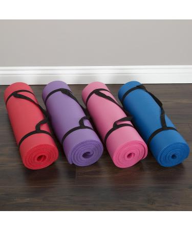 Extra Thick Blue Yoga Mat - Non Slip Comfort Foam Exercise Mat for Fitness, Pilates, Workout - Durable with Carrying Strap by Wakeman Fitness - Buy Online on GoSupps.com