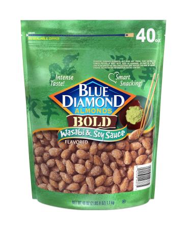 Blue Diamond Almonds, BOLD Wasabi & Soy Sauce Snack Nuts, 40 Oz Resealable Bag
