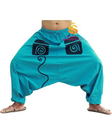 SARJANA HANDICRAFTS Men's Cotton Harem Yoga Pants with Pockets - Turquoise | One Size - Buy Online on GoSupps.com