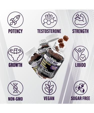 Testos MAX Strength Gummies 30 000mg (7in1) Tribulus Terrestris Fenugreek Panax Ginseng Extracts L-Arginine Zinc VitD3 and VitB6 Delicious Vegan Sugar Free for Adults with Grapes Flavour. - Buy Online on GoSupps.com