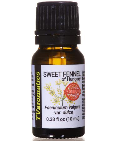 TVaromatics Sweet Fennel of Hungary 100% Pure Essential Oil 1/3 fl oz (10 mL) - Foeniculum vulgare var. dulce Sweet Fennel 0.33 Fl Oz (Pack of 1)