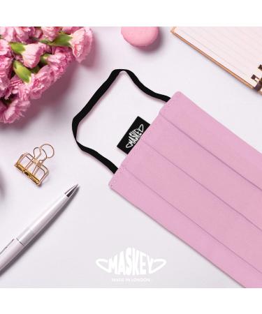 MASKEY Pink Washable Reusable Face Mask | 3 Layers Blended Cotton | Unisex & Stylish | Made in London UK | Lasts 100+ Washes - Buy Online on GoSupps.com