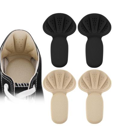 Sponge Heel Cushion Heel Grips Shoes Pads Self-Adhesive Heel Cushion Inserts for Shoe Too Big Soft Mesh Heel Grips Pads Thick Back Insoles Anti Blister Shoe Liners Heel Protectors (Black&Nude)