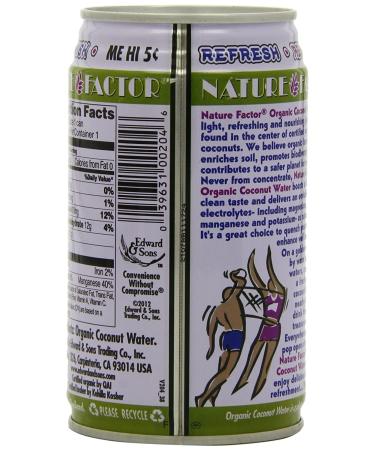 Nature Factor Organic Coconut Water 10oz Cans (12 Pack) - Pure Hydration in Convenient Packaging - Buy Online on GoSupps.com