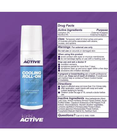 Kuribl Active Pain Relief Cooling Roll-On 3 oz - Fast Acting Long Lasting Topical Pain Reliever for Muscle Soreness and Joint Pain - All Natural Formula - Buy Online on GoSupps.com