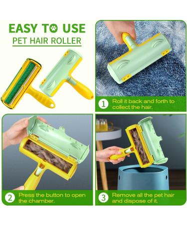 Pleasantsong Reusable Pet Hair Remover Roller - Easy Cleaning for Dog & Cat Hair on Clothes, Carpet, Sofa - Green - Buy Online on GoSupps.com