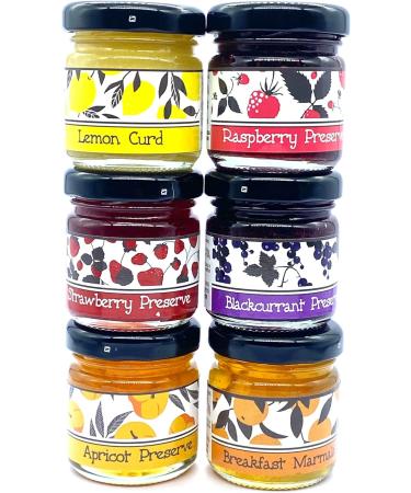 Breakfast Jam Preserve Gift Pack Selection of Strawberry Blackcurrant Raspberry Apricot Lemon Curd Marmalade - 6x42g Jars - Buy Online on GoSupps.com