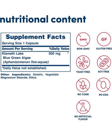 American Health Klamath Shores Blue Green Algae Capsules - 120 Count | Phytonutrient-Rich Superfood Supplement for Energy & Immunity | 120 Servings - Buy Online on GoSupps.com