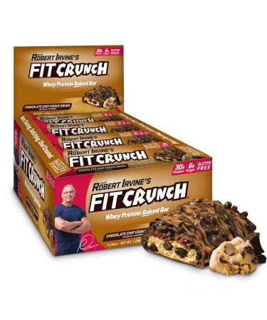 FITCRUNCH Whey Protein Baked Bar Chocolate Chip Cookie Dough 12 Bars 3.10 oz (88 g) Each