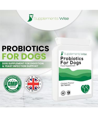 Dog Probiotics - Chicken Flavoured 120 Tablets for Yeast Infection & Digestive Health - Buy Online on GoSupps.com