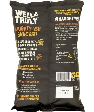 WELL&TRULY: Really Cheesy Baked Corn Snacks - Gluten Free - Vegetarian - No Added Sugar - Less Fat - Healthy Snack - (Box of 14 Bags 100g Each) - Buy Online on GoSupps.com