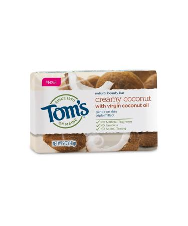 Tom's Natural Beauty Bar Soap Creamy Coconut 5 Oz (Pack of 2)