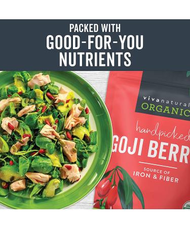 Viva Naturals Organic Dried Goji Berries - Non-GMO, Vegan, 1 lb | Perfect for Baking & Healthy Snacks - Buy Online on GoSupps.com