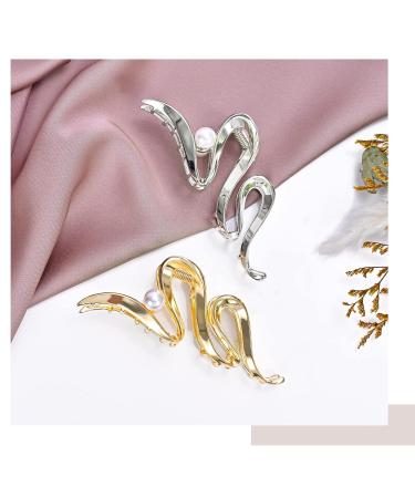 2 Pack Lolalet Metal Hair Claw Clips - Large Gold & Silver Charms for Women and Girls with Thick, Long Hair - Strong Hold, Nonslip Clamps - Trendy & Elegant Style A - Buy Online on GoSupps.com