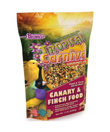 F.M. Brown's Tropical Carnival Gourmet Canary and Finch Food 1.5-lb Bag - Vitamin-Nutrient Fortified Daily Diet with Fruits Veggies Grains Seeds Herbs and Flowers