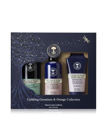 Neal's Yard Uplifting Geranium & Orange Collection with Geranium Essential Oil For All Skin Types Vegetarian Approved Cruelty Free 3 Piece Set