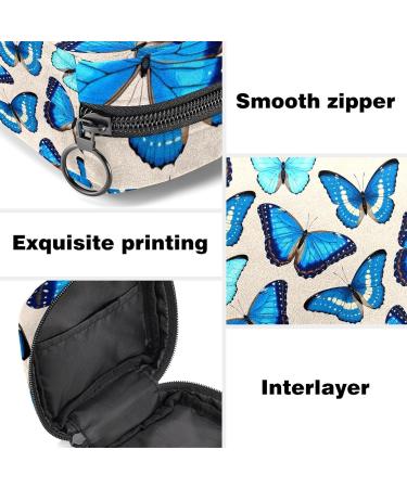 Blue Butterfly Print Menstrual Cup & Pad Storage Bag - Portable Sanitary Napkin Pouch - Color 8 - Buy Online on GoSupps.com