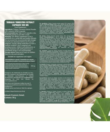 Tribulus Terrestris 60 g lules Extrait 10:1 500 MG par g lule - Libido - Masse musculaire - Sang - Coeur - Gencives - Peau - Vitamines - Min raux - Vegan - Suppl ment - Superfood - Buy Online on GoSupps.com