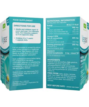 Igennus Vegepa Omega 3 Wild Fish Oil & Evening Primrose Oil Blend, 560 mg EPA Plus GLA, 60 Small Softgels Unflavored 60 Count (Pack of 1) - Buy Online on GoSupps.com