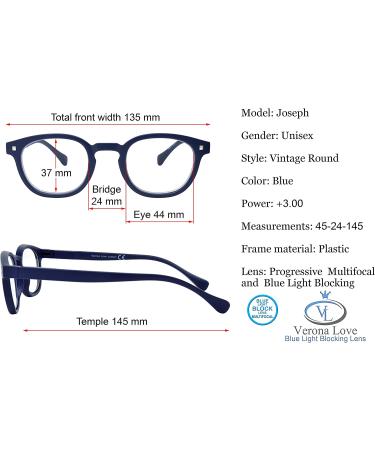 Joseph Trifocal Blue Light Blocking Reading Glasses 1.0x for Men and Women - Buy Online on GoSupps.com