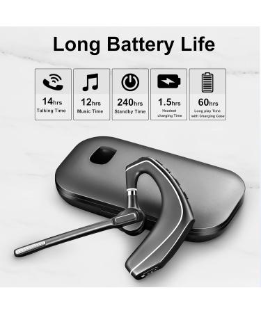 EKVANBEL Bluetooth Headset V5.1 with Noise-Canceling Mic, Wireless Earpiece for Computer, Office, Driving - 500mAh Charging Case & USB-A Bluetooth Adapter - Buy Online on GoSupps.com