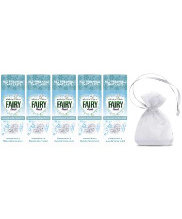 Fairy Fresh in Wash Scent Booster Beads Almond Milk & Manuka Honey Scent 5Pk 5 x 176gr + Our Gift for You: Organza Bag Size: 9x7x0.1cm