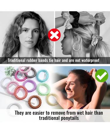 10 Pcs Spiral Hair Bobbles - Elastic Telephone Cable Hair Ties for Women & Girls - Traceless Assorted Colors - Buy Online on GoSupps.com