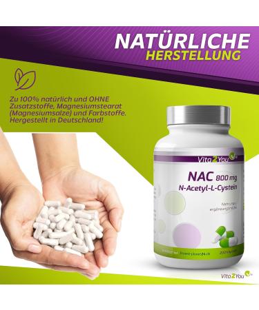 Vita2You NAC 800mg - 200 Capsules | N-Acetyl L-Cysteine Supplement - Premium Quality No Additives - High Dosage Amino Acid for Immune Support - Buy Online on GoSupps.com