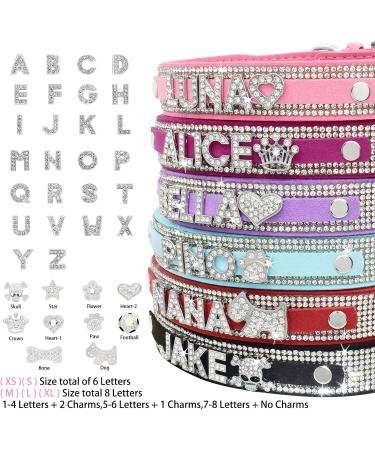 Personalized Bling Rhinestone Dog Collar | Custom Glitter Crystal Diamond for Small Medium & Large Dogs - Hot Pink - Buy Online on GoSupps.com