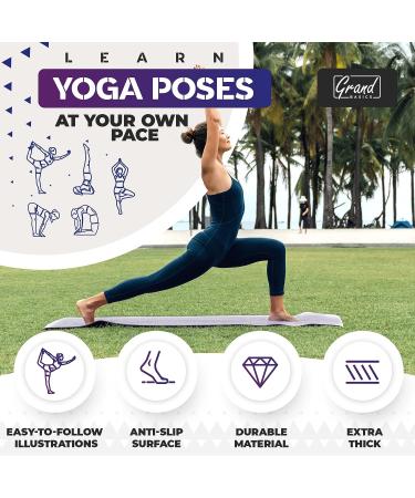 Yoga Mat with 75 Illustrated Poses & Stretches + Carrying Strap | Non-Slip Extra-Thick Mat for Men and Women | Beginner-Friendly | Blue/Purple (68 x 24) - Buy Online on GoSupps.com
