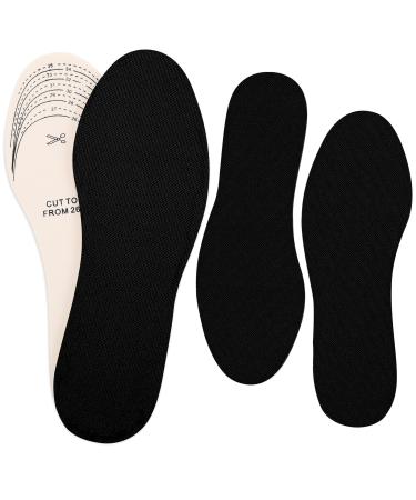 2 Pairs Kids Sole Insoles Shoe Insoles Women Toddler Shoe Filler Children Memory Sponge Insoles Breathable Latex Shoe Inserts  Cutting Size Soft Washable Replacement Insole for Spring Summer (Black)