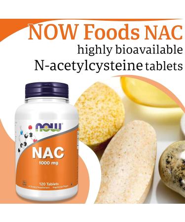 Now Foods NAC 1000mg 5-Day-Depot 120 Vegan Tablets - Lab-Tested, Soy Free, Gluten Free - Buy Online on GoSupps.com