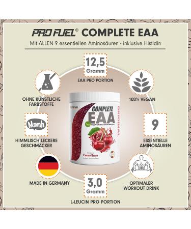 Buy EAA Powder 2x500g Cherry - Vegan Essential Amino Acids Drink - 12 500mg Complete EAA Blend - Refreshing Workout Supplement - Buy Online on GoSupps.com