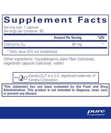 Pure Encapsulations CoQ10 60 mg - Energy & Antioxidant Boost | Brain Cellular & Cardiovascular Support - 60 Capsules - International Shipping Available - Buy Online on GoSupps.com
