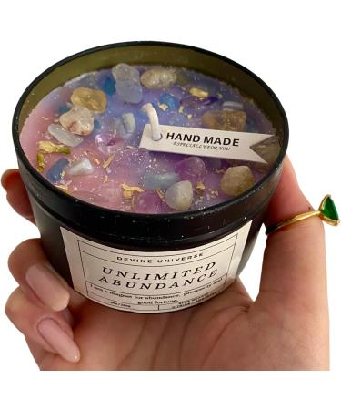 Vegan Soy Wax Crystal Candle | Abundance & Manifestation | Amethyst Rose Quartz Citrine | Perfect Housewarming Gift - Buy Online on GoSupps.com