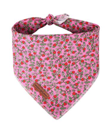 Unique Style Paws Summer Dog Chall Triangle neck triangle for young girls pink strawberry dogs of high -quality hard -wearing fabric Dogs for small medium large dogs and cats S S pink strawberry