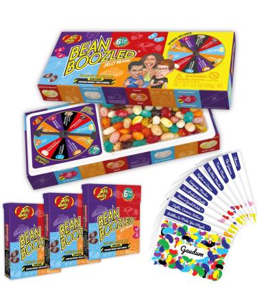 Jelly Belly Bean Boozled Jelly Beans Game NEW EDITION + 3 Beanboozled Jelly Bean Refills + 10 Gaudum Jelly Bean Game Cards | Adult Version For Adults