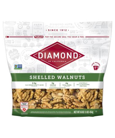 Diamond of California Shelled Walnuts 16 oz (Pack of 6) 6 Count (Pack of 1)