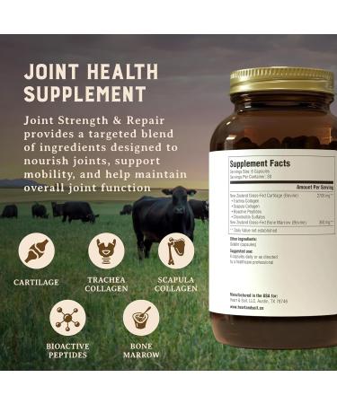 Heart & Soil 100% Grass Fed & Finished Joint Support Supplement from Regenerative Cattle with Trachea, Scapula & Bone Marrow Supports Joint Strength & Mobility 3000mg Glass Bottle 180 Capsules Joint, Strength & Repair - Buy Online on GoSupps.com
