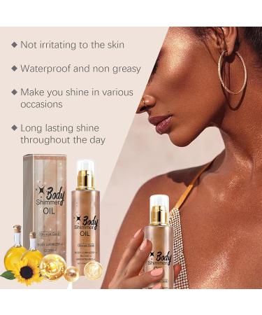 Shimmer Body Oil - Bronze Gold Body Shimmer Oil - Waterproof Body Glow Oil - Highlighter Body Luminizer - Natural Golden Bronzer Shimmering Oil - Shimmer Moisturiser for All Skin Types (100ml) - Buy Online on GoSupps.com